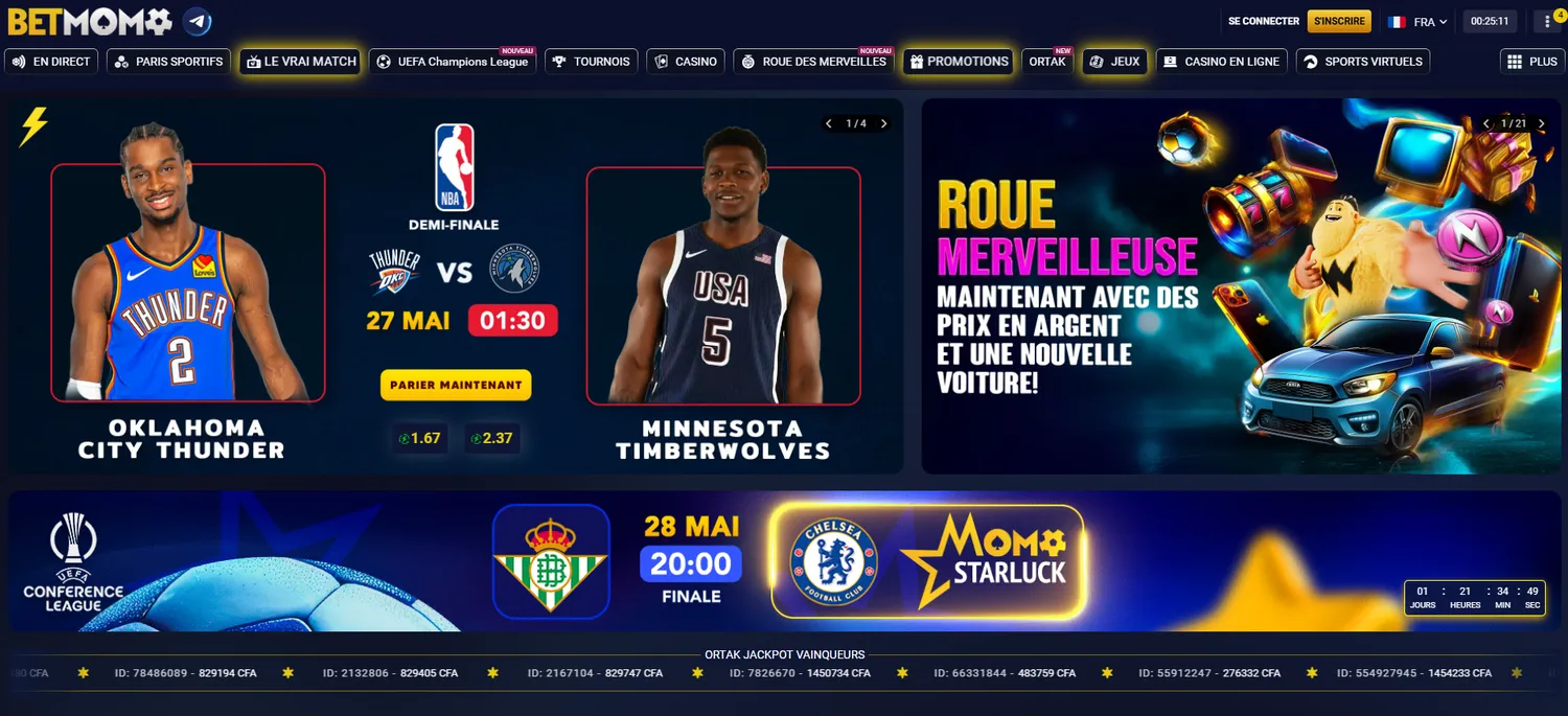 Betmomo interface principale